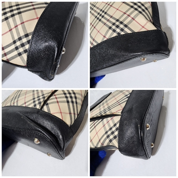 Burberry Vintage Nova Check Canvas Shoulder Bag Beige/Black - Picture 12 of 13